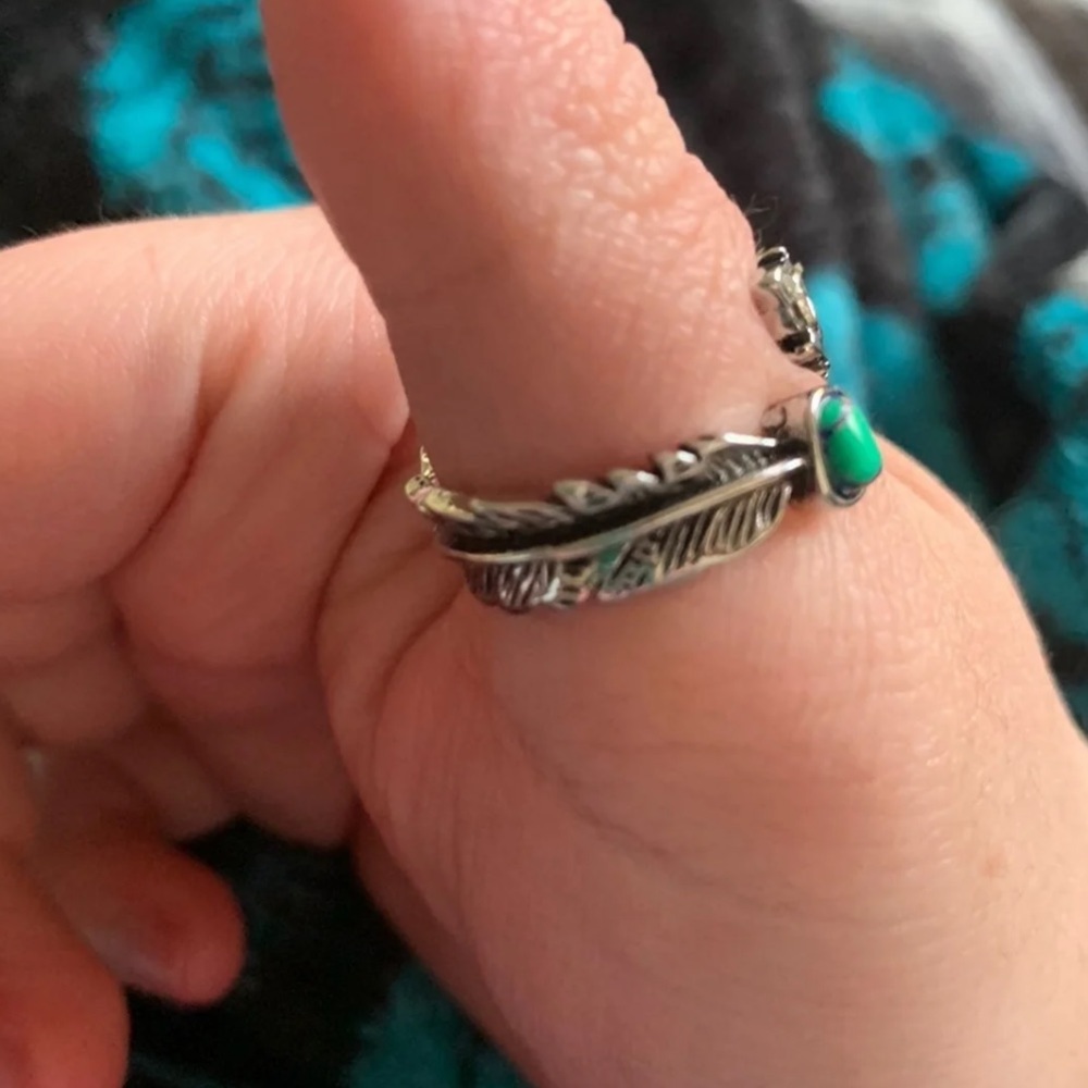 🪶 BOHO Feather Stone Trendy Adjustable Ring 🪶 - Picture 5 of 6